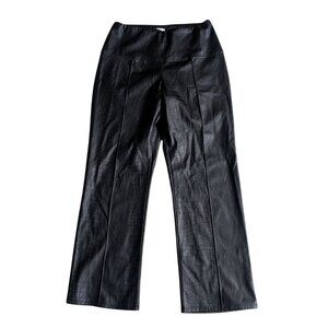 Joie Black Faux Leather Pants Croc Embossed Mid Rise Straight Leg Womens Size M